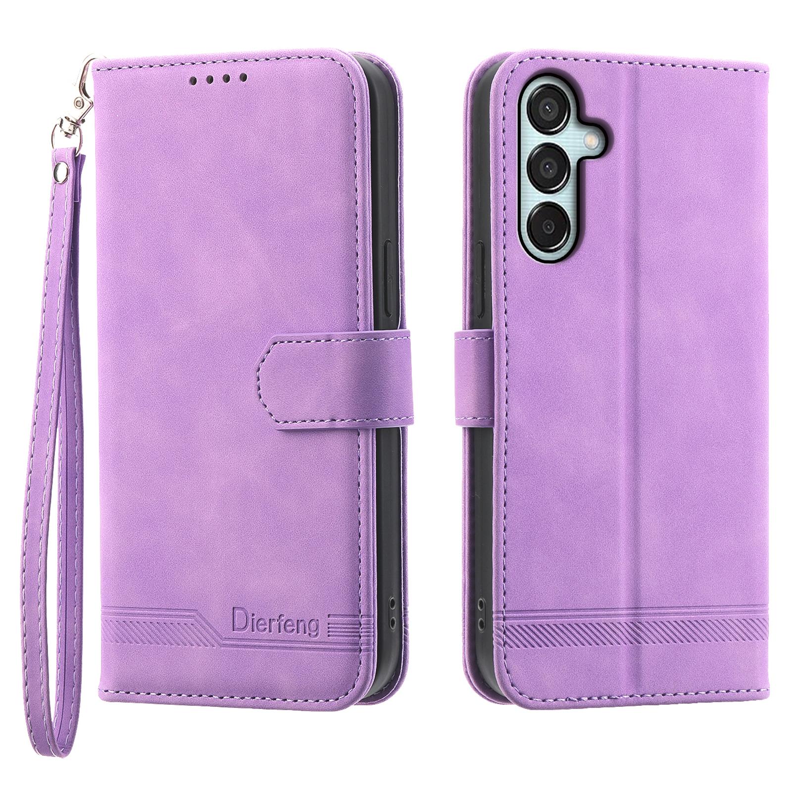 

DIERFENG DF-03 Чехол-подставка с откидной крышкой для Samsung Galaxy M15 5G/F15 5G Чехлы с тисненым держателем для карт Purple