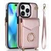 Crossbody Card Bag Wallet Ring Holder Kožené pouzdro pro iPhone 15 14 13 12 11 Pro Max XS MAX XR pro Samsung S23 S22 S21 S20 Ultra Plus A14 A13 A53 A54