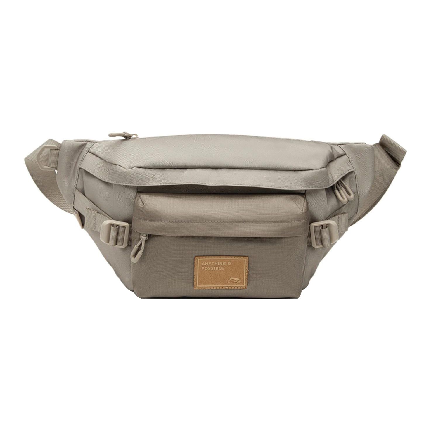 Li Ning Sports Lifestyle Series Versatile Casual Polyester Waist Bag Shoulder Crossbody Chest Bag Regular Unisex Couple Unisex bags Khaki ABLT019-4 Khaki