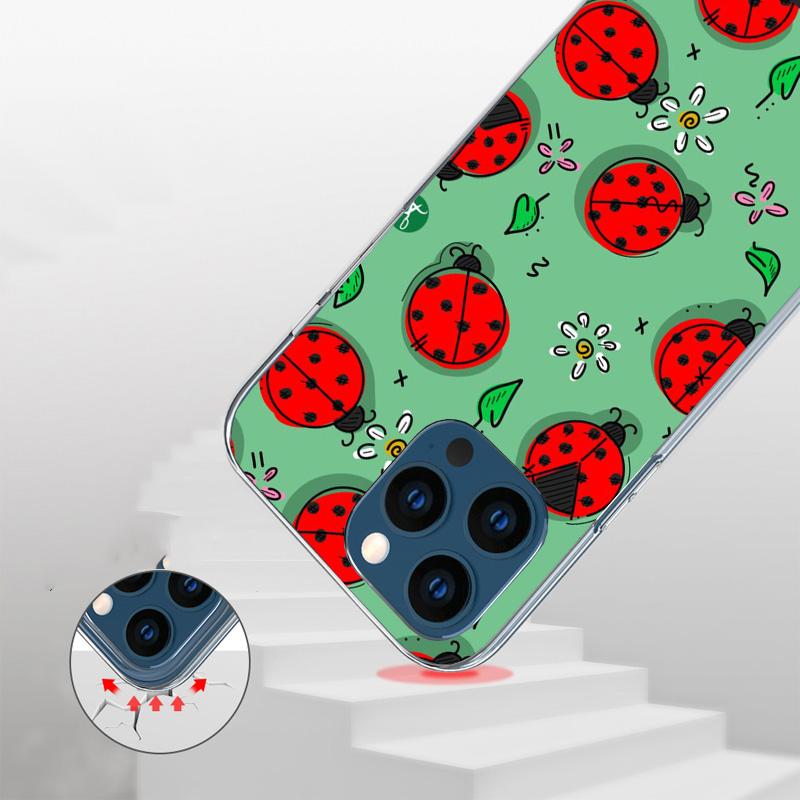 Insect Seven-Star Ladybug Phone Case For Apple iPhone 17 Air 16 15 Plus 14 + 13 Mini 12 11 Pro Max 7 8 SE 16Max Soft Shell Cover