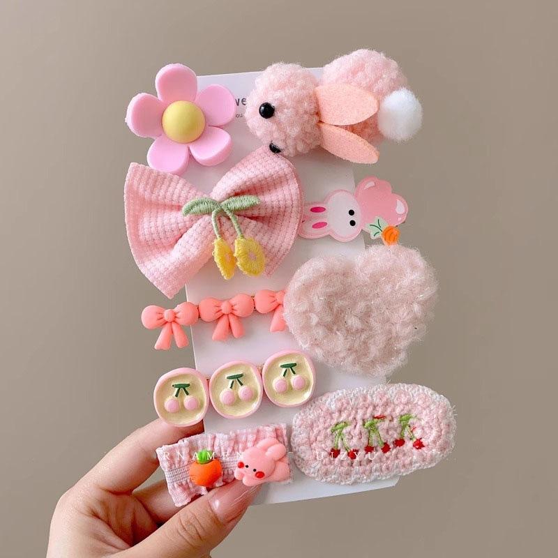 9-piece hair clip Fascinator Edge clip Women's side forehead bangs clip Fall/Winter plush cute hairpin Fascinator