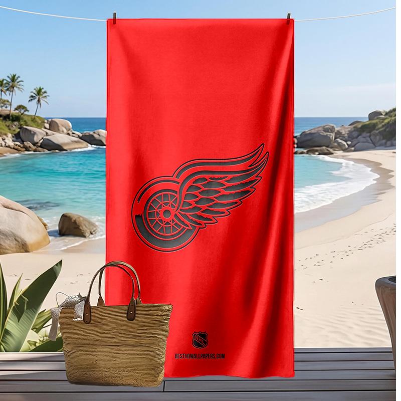 Detroit Red Wings Druck Strandtuch Weich Tragbar Schnell?Trockenes Handtuch für Pool Sommerurlaub Outdoor Sport