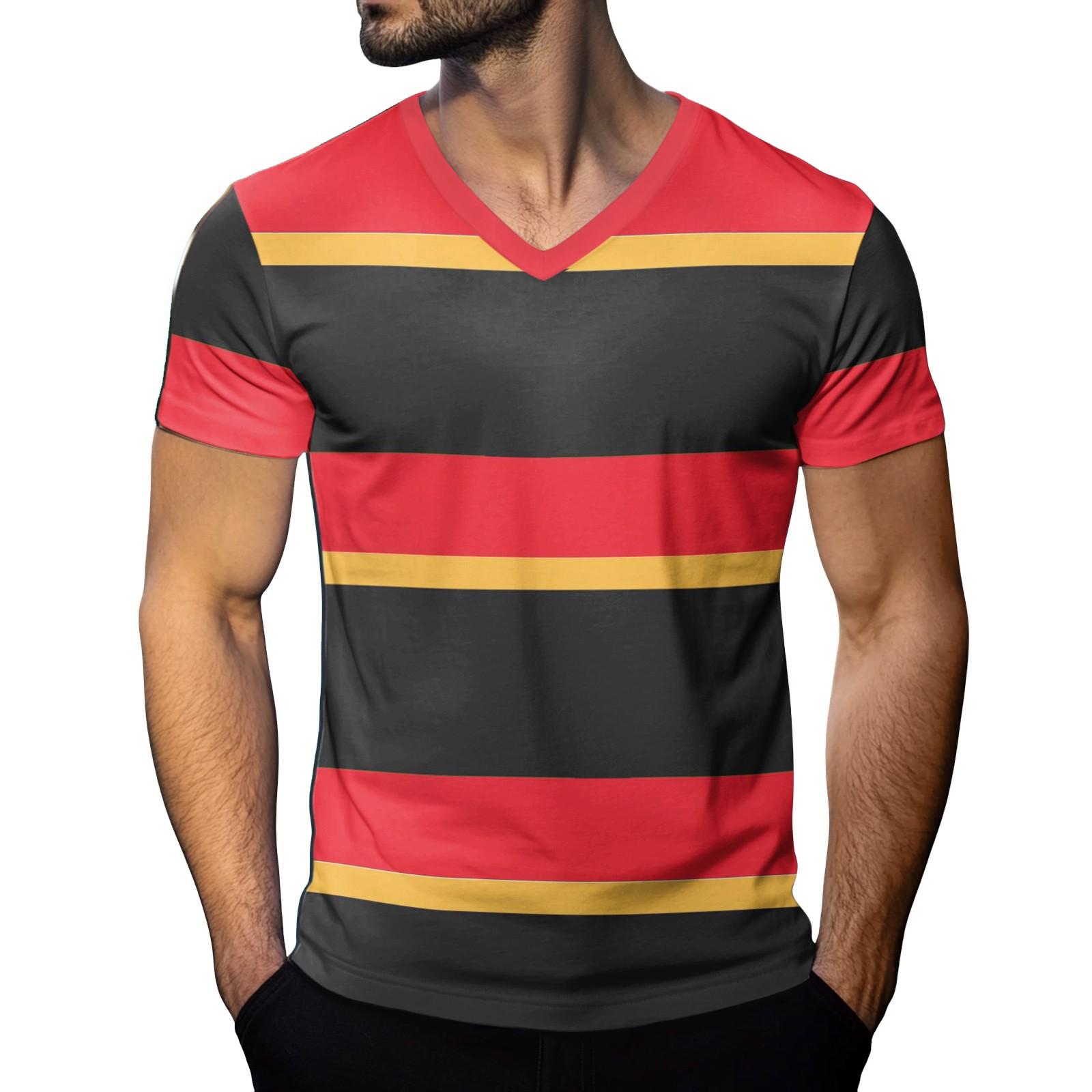 Мужская модная футболка с коротким рукавом и V-образным вырезом XL жёлтый 1229₽