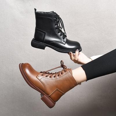 Bottes Martin Bottes courtes Bottes plates Bottes décontractées en cuir