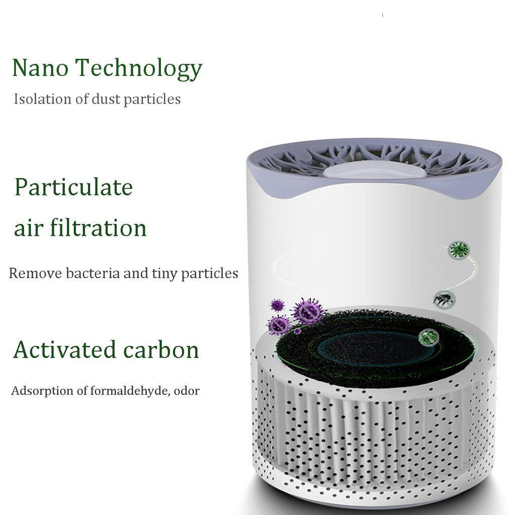 5W Home Office USB Air Purifier 5 Modes Air Cleaner Ionizer UV Light Dust Allergy Smoke Filter Negative Ion Generator for Bedroom
