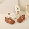 Summer Bow Princess Baby Walker Sandals, Thin Hollow Weave, Korean Style for Girls Aged 1-3