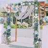 2m Künstliche Blumen Girlande, Blaue Dahlie Fake Ranken Eukalyptus Girlande mit Rose Pfingstrose Blumengirlanden für Hochzeit Tischmittelstücke Dekoration