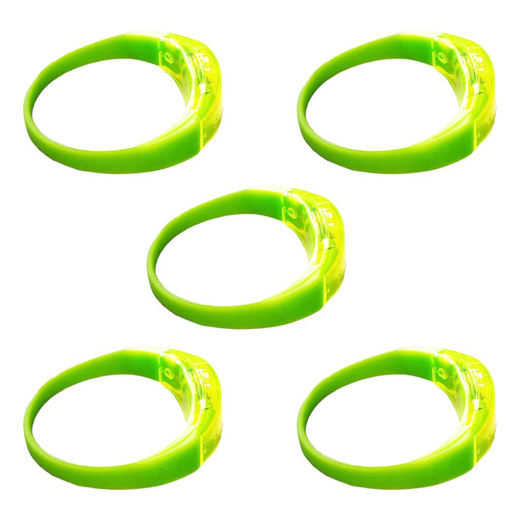 5pcs Voice Controlled LED Luminous Bracelets Flashing Silicone Bangle Light Up Wristbands for Christmas New Year Decor