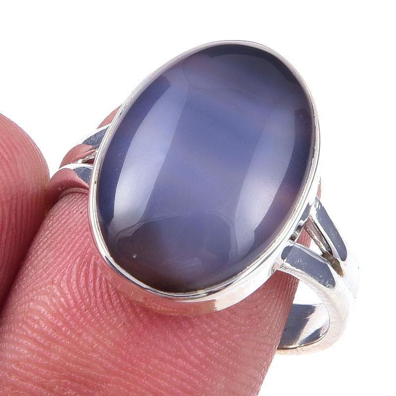 

Кольцо из чистого серебра 925 пробы с натуральным ботсванским агатом, драгоценный камень, ручная работа S.9 q1L43