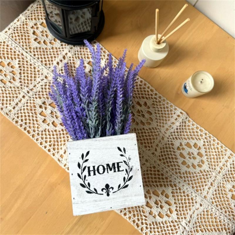 Künstliche Blumensträuße mit Holzpflanzgefäß Künstliche Blumenpflanze in Vase für Terrasse Hochzeitstisch Blumengesteck