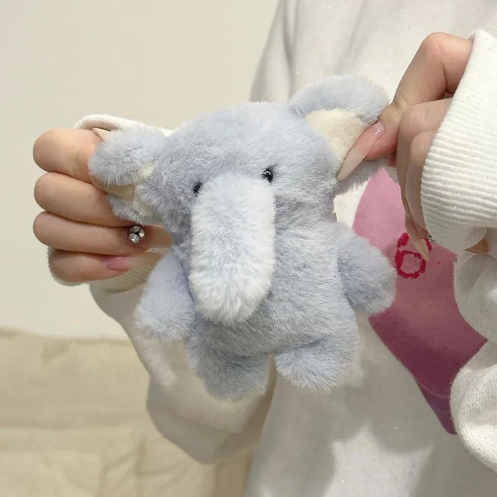 Yousheng Plush Blue Elephant Earphone Case for Airpods 3D Cartoon Fur Animal Headphone Cover for Women Girls