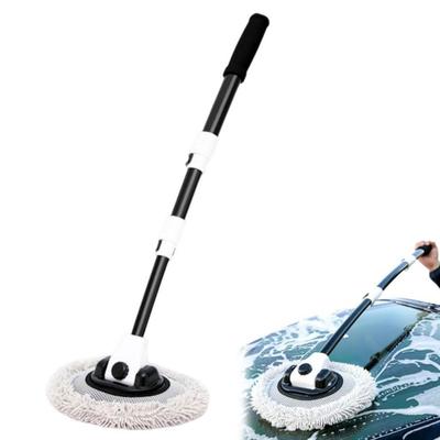מברשת שטיפת רכב מעוקלת 15° עם ידית ארוכה, מפה לשטיפת רכב מיקרופייבר ללא שריטות עם מוט הארכה לרכב קמפינג, משאית, רכב שטח, קרוואן, ניקוי סירה