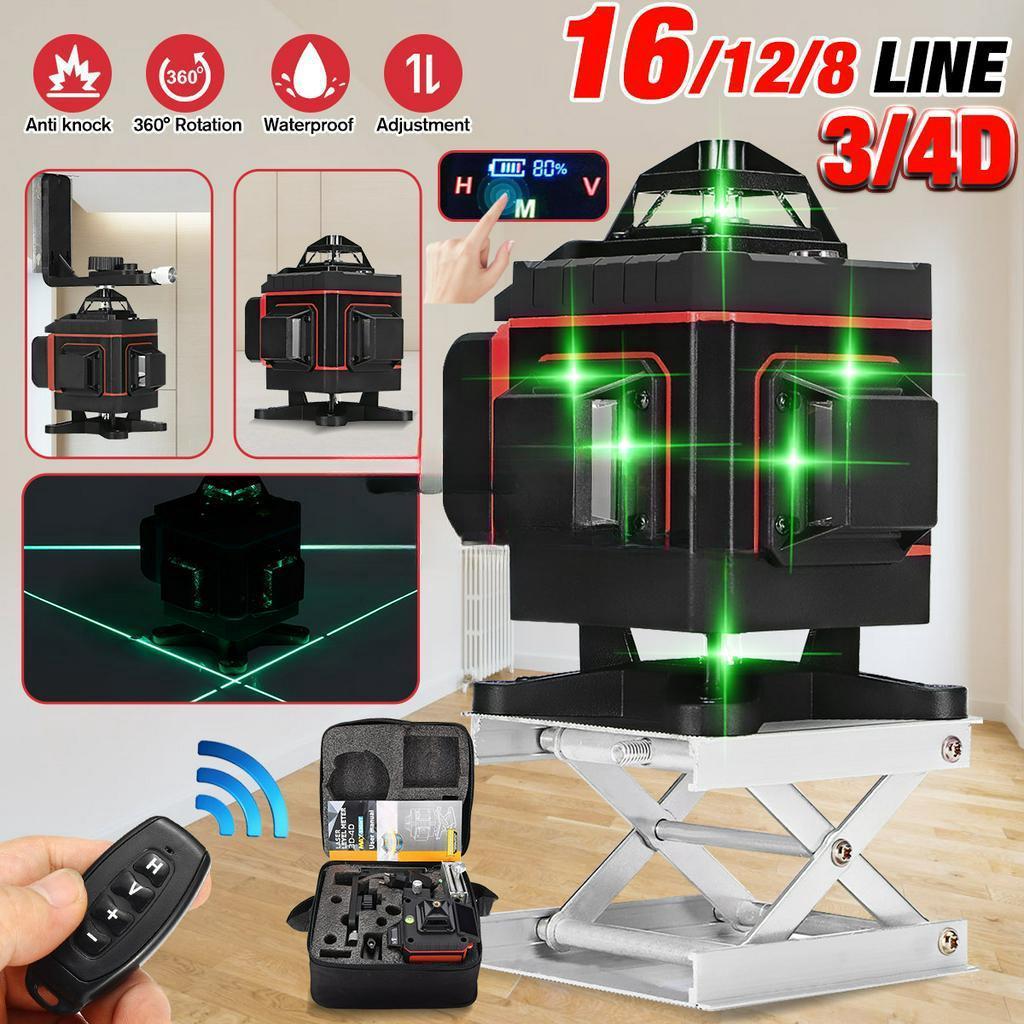 4000mAh IP54 8/12/16  Lines 4D Laser Levels Touched 360 Horizontal and Vertical Cross Super Powerful Self-leveling Green Line Laser Level
