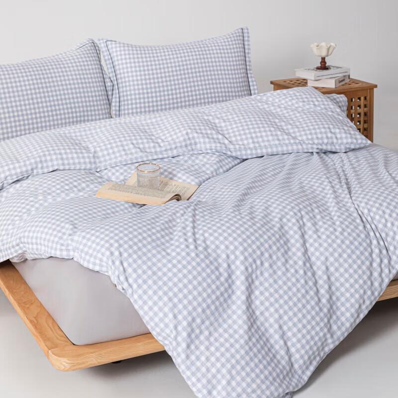 Muji Blue Plaid 4-Piece Bedding Set