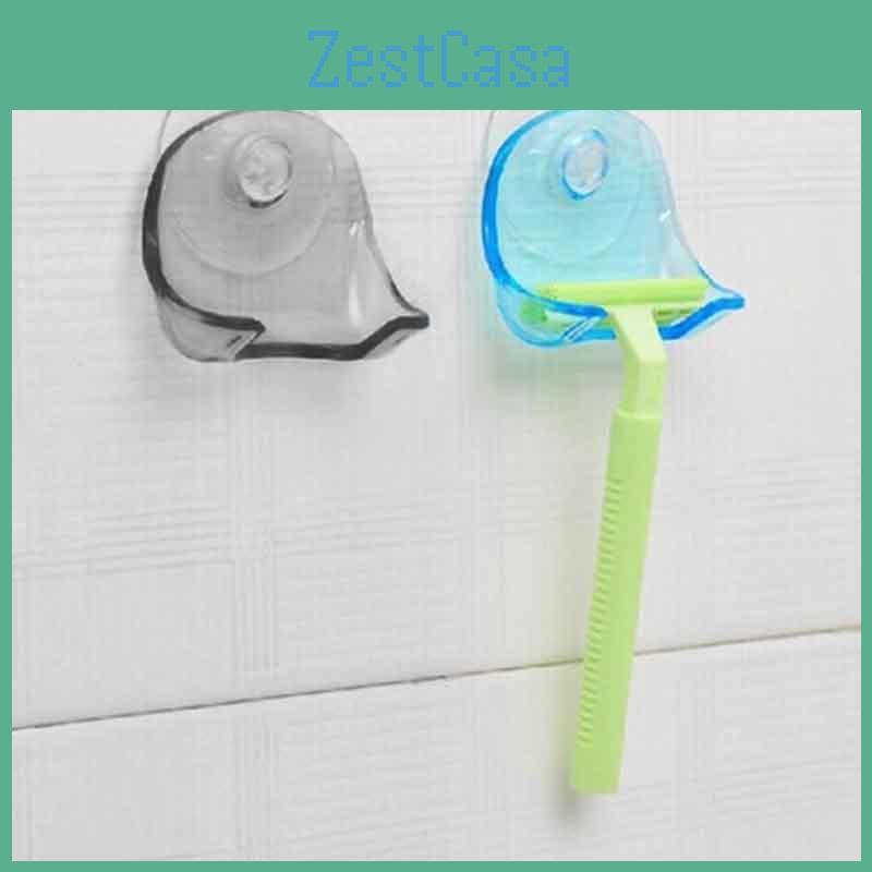 Modern Plastic Super Suction Cup Razor Organizer Holder For Bathroom Wall Storage