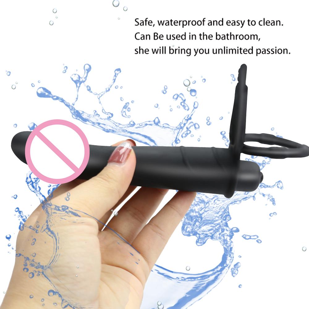 Silicone Double Insertion Penis Ring Dildo Vibrator Female Male Anal Trainer Ass Plug G-spot Massage Adult Sexy Toys, Sex Toys
