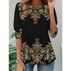 Women's Casual T-shirt 3D Printed Ethnic Style Vintage Prints Round Neck Retro Elegant Long Sleeves Women's Fashion Pullover Long Sleeve Tops