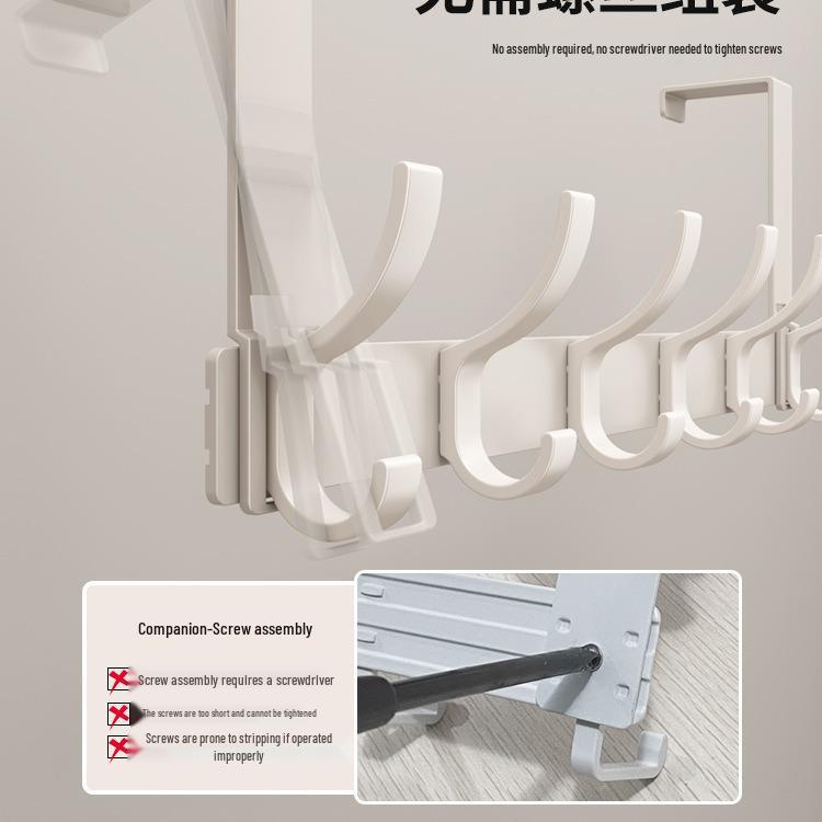 Over-the-Door Coat Rack & Shelf Combo - No-Drill Hanger for Bedroom & Doorway