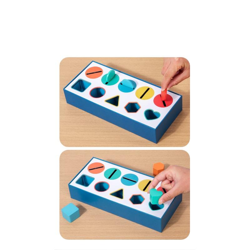 Early Education Wooden Shape Cognition 2-In-1 Color Classification Training Matching Box Kindergarten Educational Toys