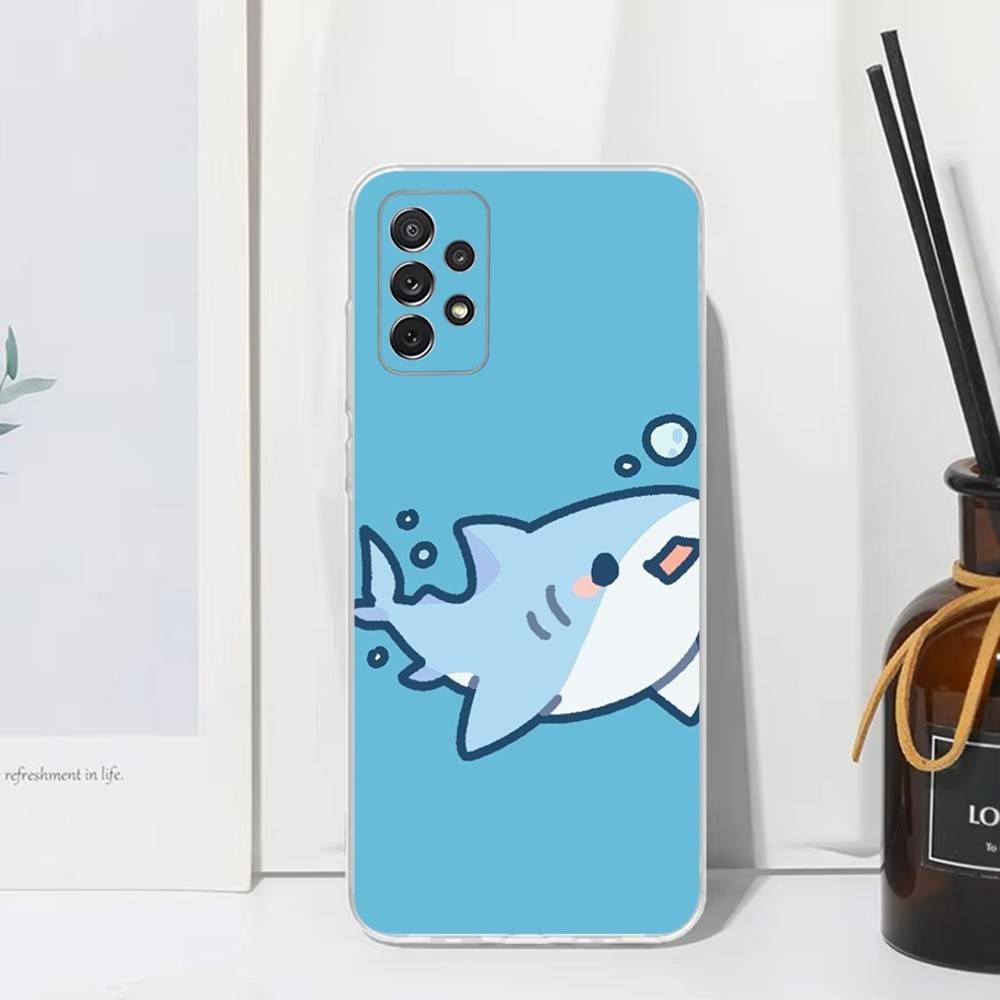 Cute Cartoon Animals Shark Phone Case For Samsung S30,S23,S21,S22,S20,Ultra,FE,Lite, S10,S9,S8,PIus,Transparent, Silicone Case