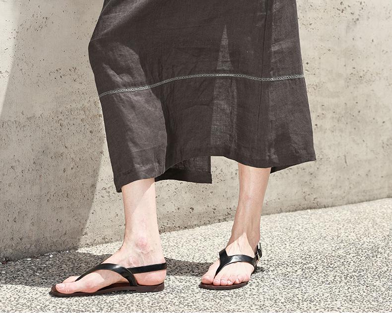 Vintage A-Linien Patchwork Midi-Rock aus reinem Leinen mit elastischem Bund und Schlitz hinten