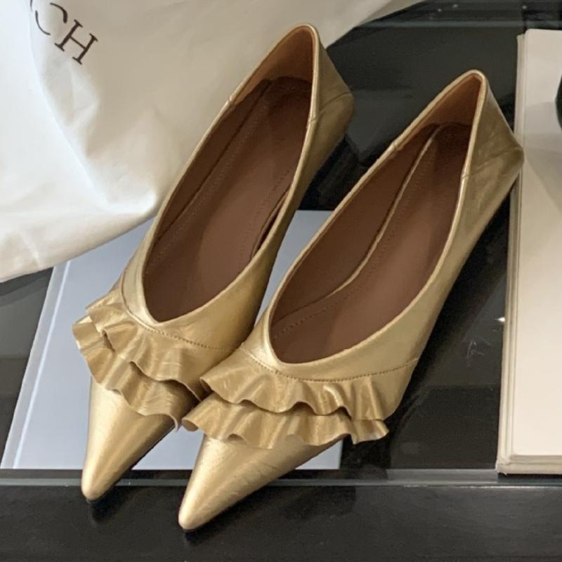 Fashion Fashion Pointed Toe Pleated Low Heel Pumps Women Elegant Shallow Brand Designer Shoes Comfortable Soft Sole Zapatos De Mujer
