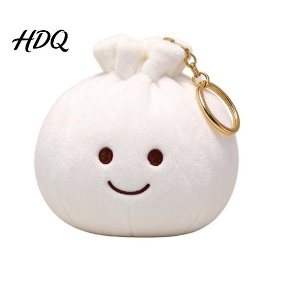 Cute Schoolbag Accessory Bun Plush Keychain Soft Macaron Color Bag Charm Stress Charm for Backpacks Relief Toy with Metal Ring And Keys Holiday