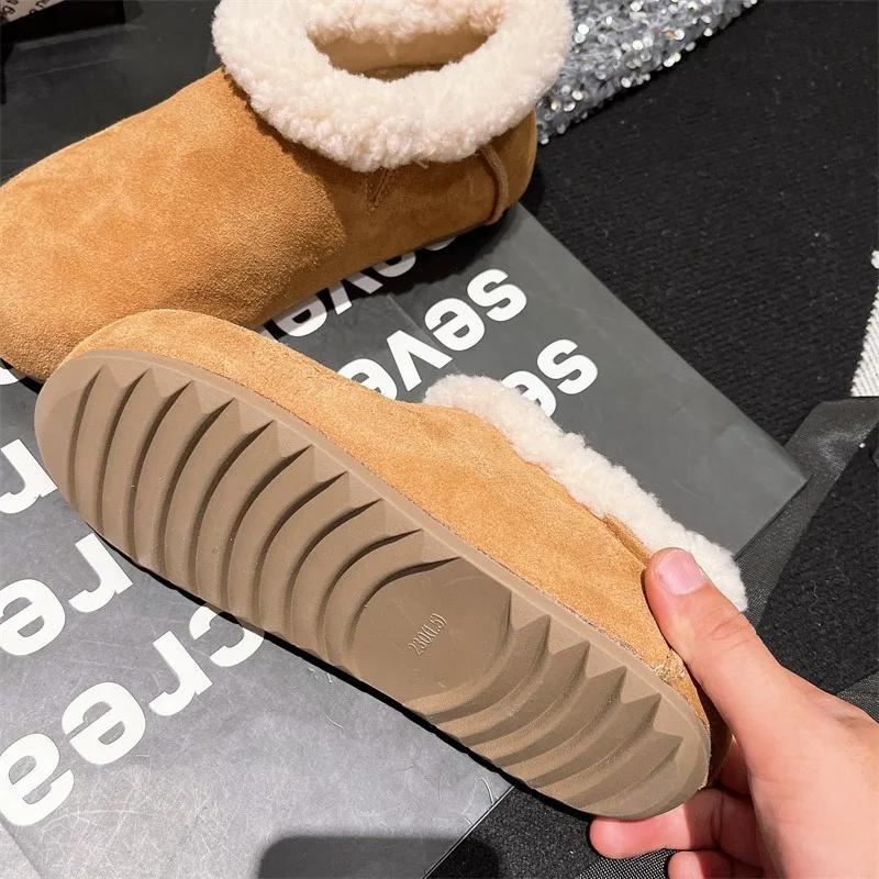 Fashion Outdoor Warm Snow Boots 2024 Winter Ankle Women's Boots Women Solid Sewing Round Toe Slip On Low Flat with Casual Shoes Female