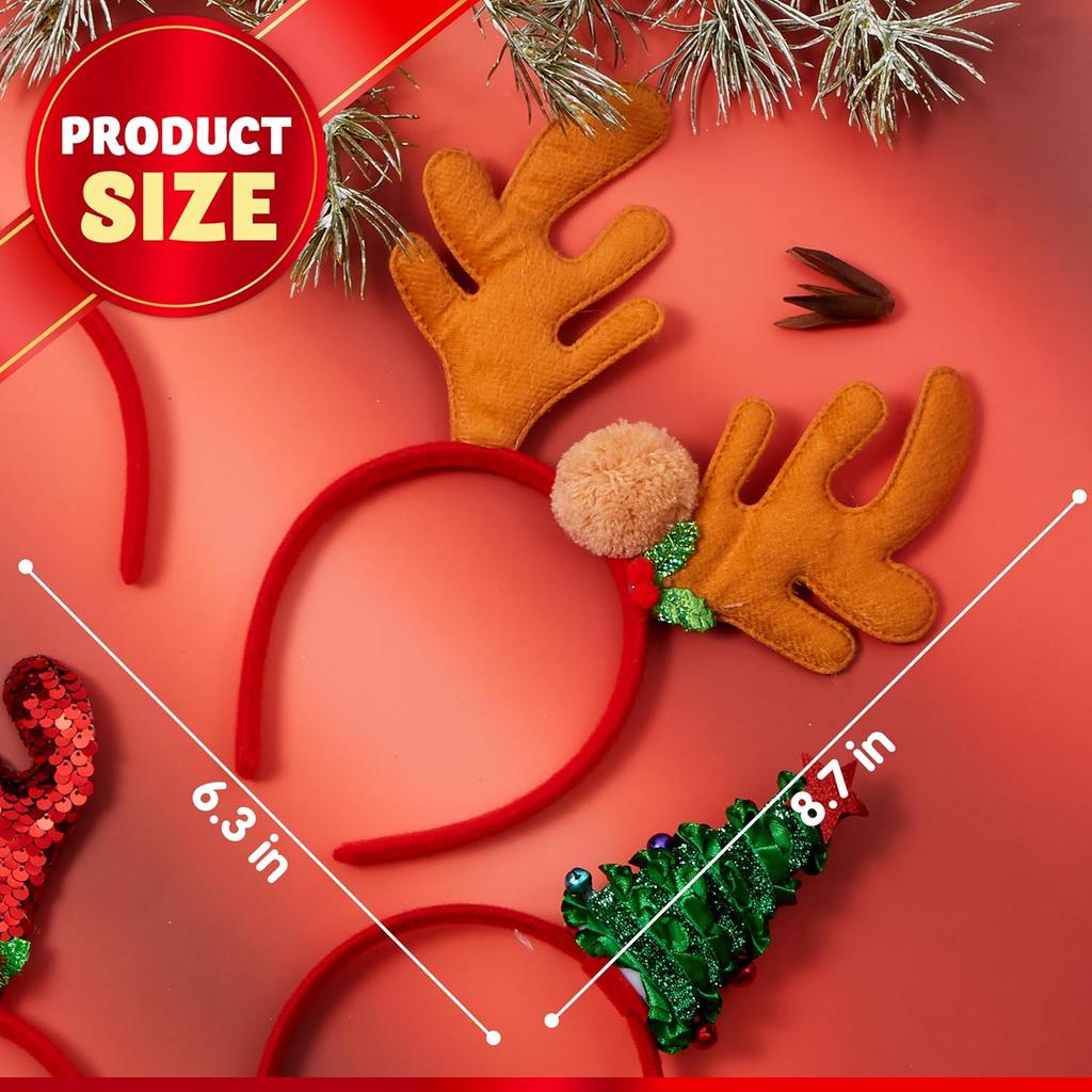 JOYFY 8 PCS Christmas Headbands Head Hat Toppers Costume Accessories for Kids Christmas Parties Xmas Holiday Party Favors Gift
