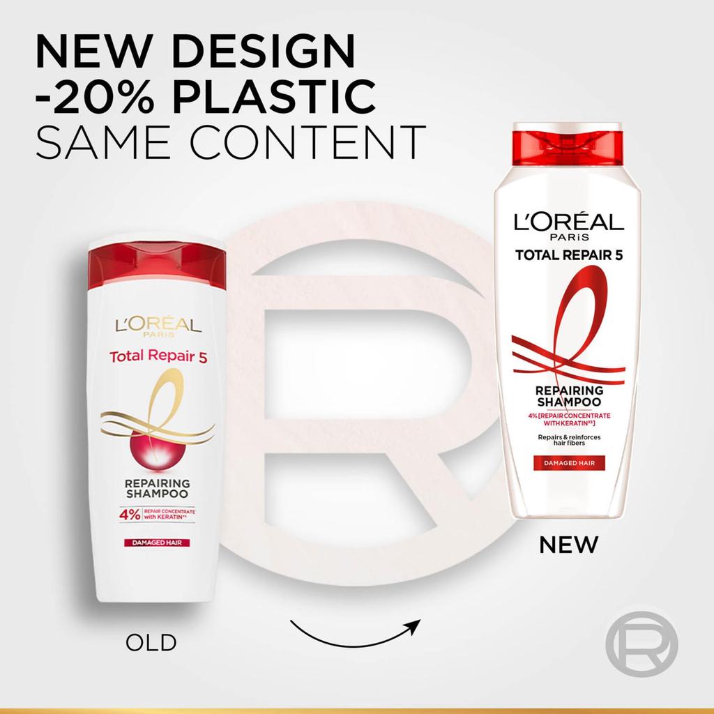 L'Oreal Paris Shampoo, For Damaged And Weak Hair, With Pro-Keratin + Ceramide, Total Repair 5, 340Ml.