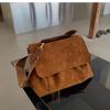 2024 Trendy Retro Brown Flannel Women's Large Capacity Messenger Shoulder Bag for Autumn/Winter