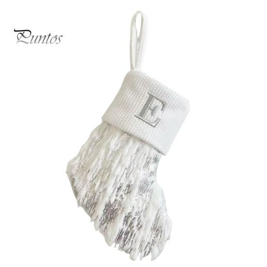1ks vánoční bílá punčocha dopisní výšivka pletené ručně vyráběné opakovaně použitelné vánoční stromeček závěsný dárkový sáček punčochový přívěsek party sváteční dekorace