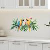 Self-adhesive Watercolor Parrot Branches Leaves Wall Stickers for Living Room Bedroom Entryway Home Decor