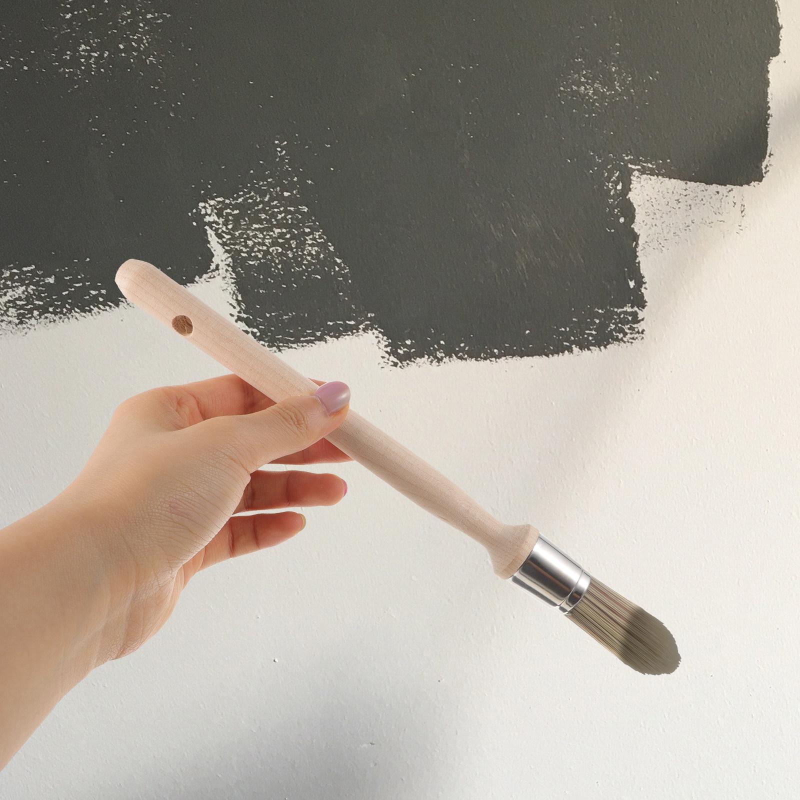 

Wooden Handle Round Trim Paint Brush Tapered Filament Design for Smooth Wall Painting Edge Detailing Furniture Touch Up Stairs 25X2X2CM