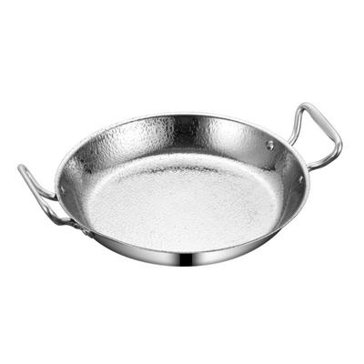 Stainless Steel Hammer Grain Seafood Paella Pan Flat Bottom Binaural Handle Seafood Rice Pot Gold/Silver Thickened Noodle Pot