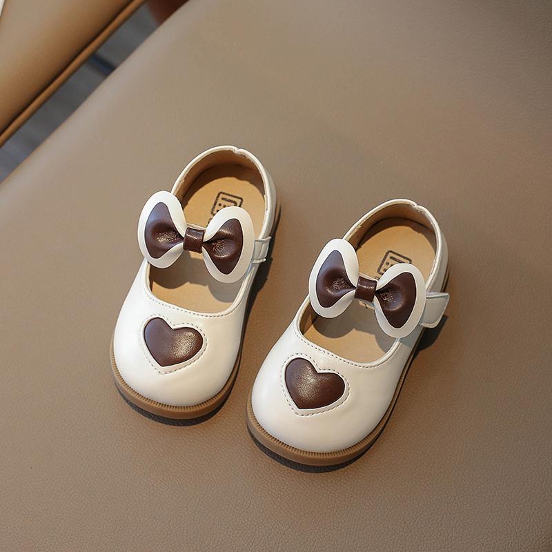 2024 Girls Leather Shoes Love Color Matching Cute Kids Fashion Casual Shoes Drop Shipping Simple Children Loafers Drop Shipping