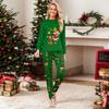Passendes Weihnachts-Print-Loungewear-Set für Eltern und Kinder, Langarm-Oberteil und Hose, Raglanärmel, Gerade geschnittene Hosen