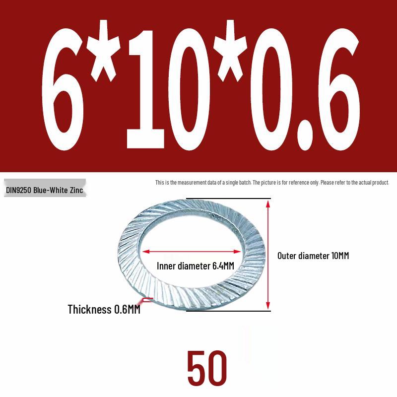 Double-Sided Serrated Lock Washer, 65Mn Steel & 304 Stainless, Anti-Loosening & Anti-Slip, Self-Locking