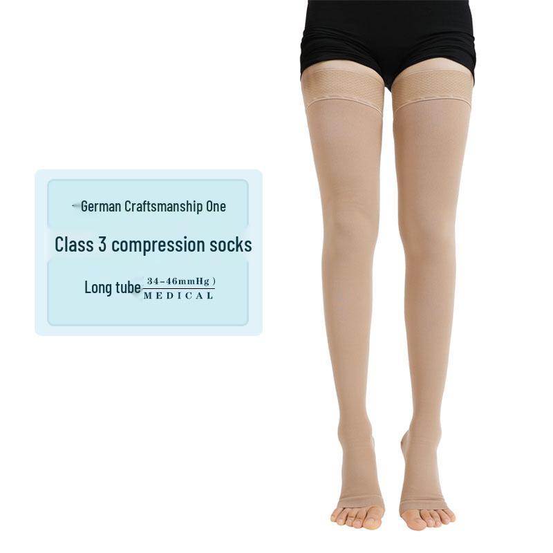 Class 3 Medical Compression Thigh-High Stockings for Men and Women - Varicose Vein Prevention and Leg Support