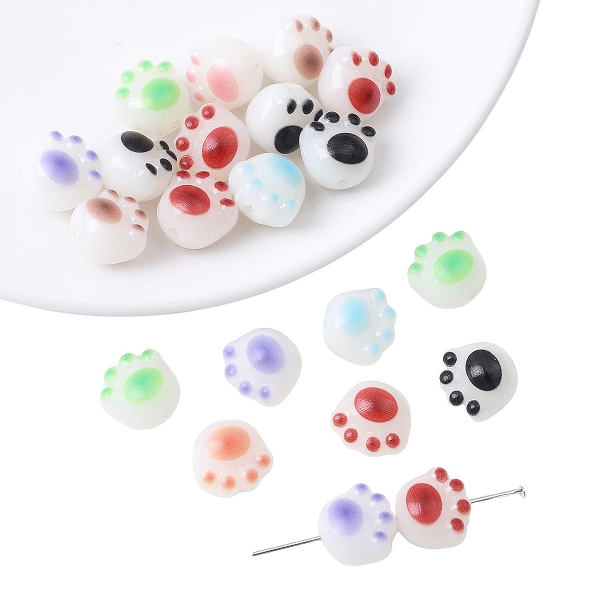 

10 шт./пакет акриловые бусины в виде кошачьей лапы для изготовления ювелирных изделий DIY браслет серьги очарование украшения 12*13mm 20pcs