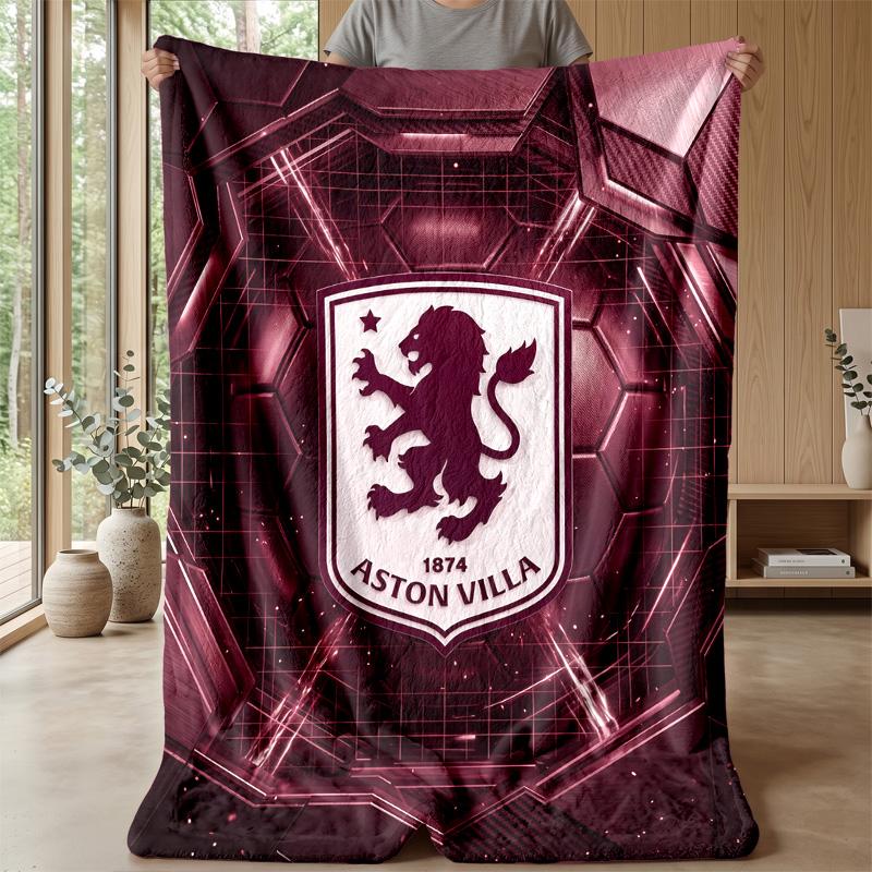 Coperta in Flanella con Stampa Aston Villa, Morbida Calda Leggera Coperta da Divano Letto Campeggio