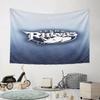 Leeds Rhinos Logo with Blue Zigzag Background Pattern Wall Hanging Tapestry Decorative Tapestry Home Decor for Bedroom and Living Room