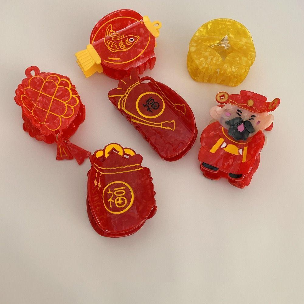 Lantern Acetate Claw Clip Cartoon Large Shark Clip Personalized New Year Hair Claw  Ladies