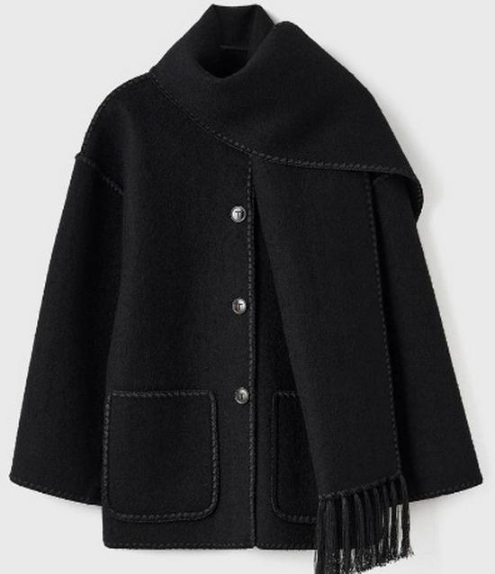 2023 Autumn/Winter Women's Wool Coat with Scarf & Tassels - European & American Style, Thick & Loose.