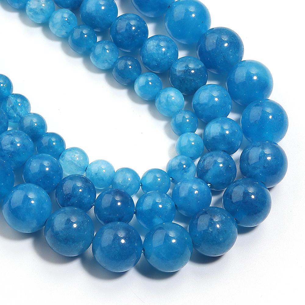 6 8 10mm Natural Apatite Stone Beads Blue Round Loose Spacer Beads For Jewelry Making DIY Crafts Bracelets Necklace Accessories