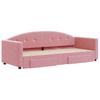 Pull Out Daybed with Drawers Pink 80 X 200 Cm Velvet