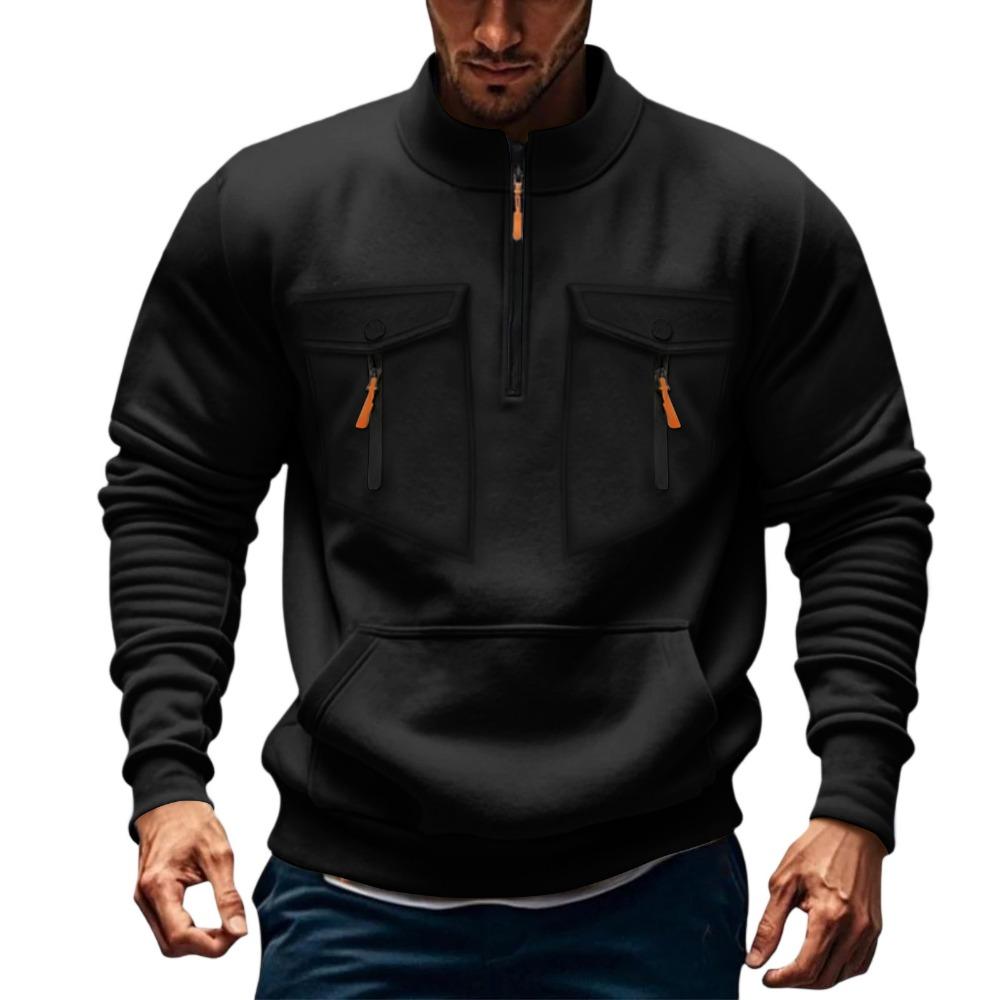 Autumn and Winter Men's Hoodie Zipper Hooded Sweatshirt Sports Casual Cardigan Jacket with Multiple Pockets Hooded