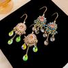 Flower Rhinestone Drop Earrings Pendant Vintage Long Earrings Trendy Crystal Stud Earrings  Party