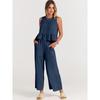 IHUASU Summer Women's Sleeveless Pleated Vest Wide Leg Nine-point Pants Casual Suit
