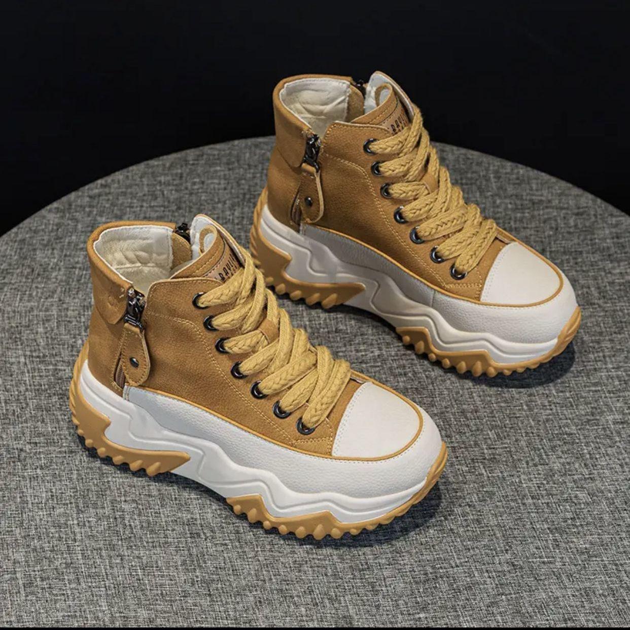 

Осенне-зимняя обувь Niche High-top Женская обувь на толстой подошве Повседневная спортивная обувь Hundred Take 38 жёлтый